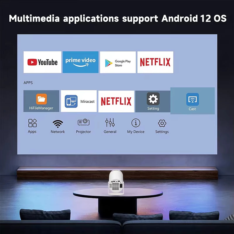 Portable Outdoor Projectors Mini 4K HY300 Pro Smart Home Theater Android 12 WIFI Proyector Full Hd Mobile Phone Video Projector