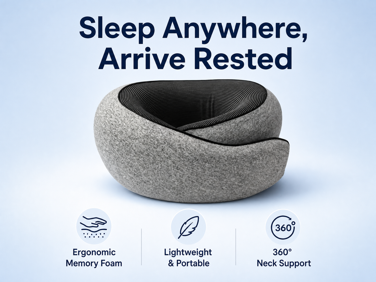 Memory Foam Travel Neck Pillow With Adjustable Support