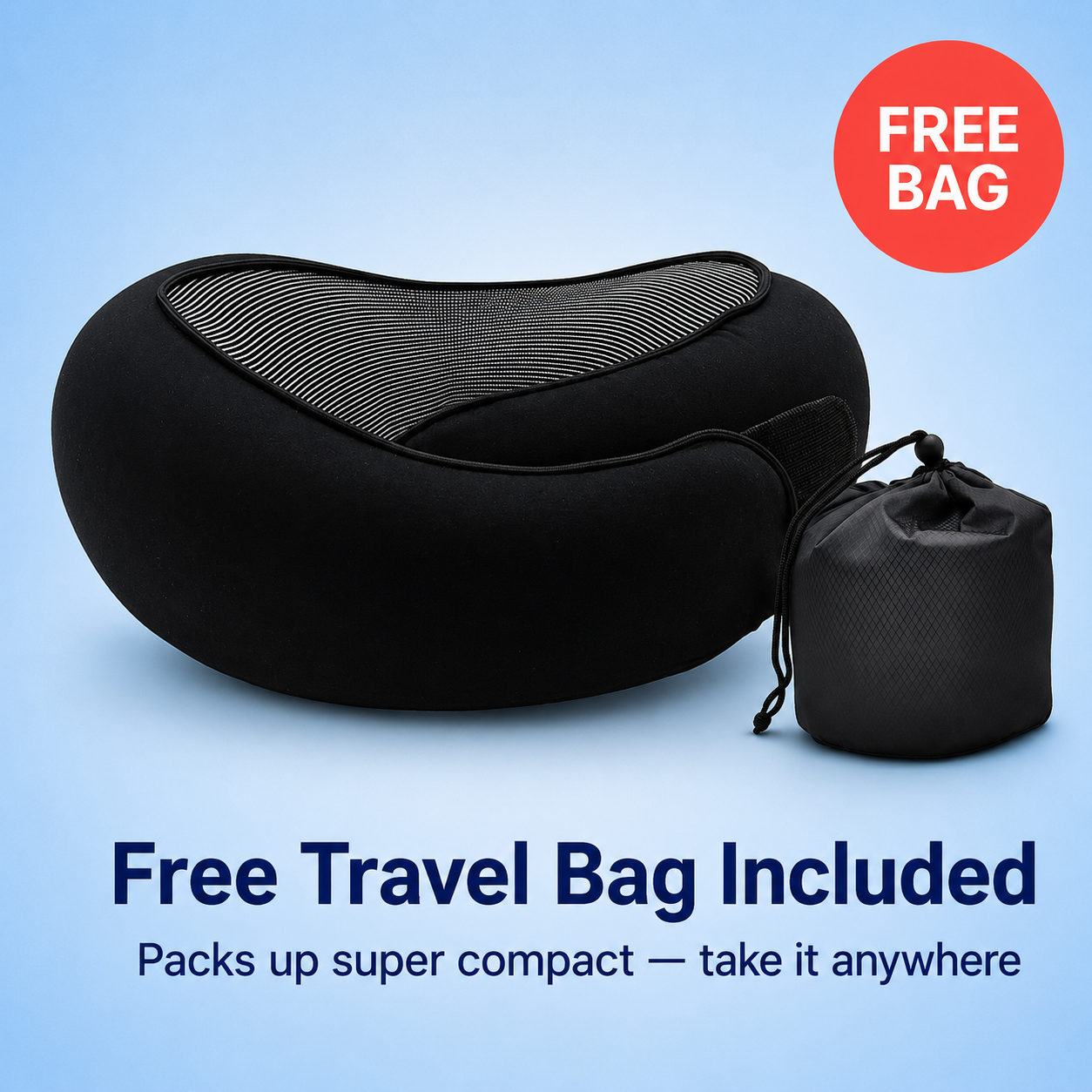 Memory Foam Travel Neck Pillow With Adjustable Support