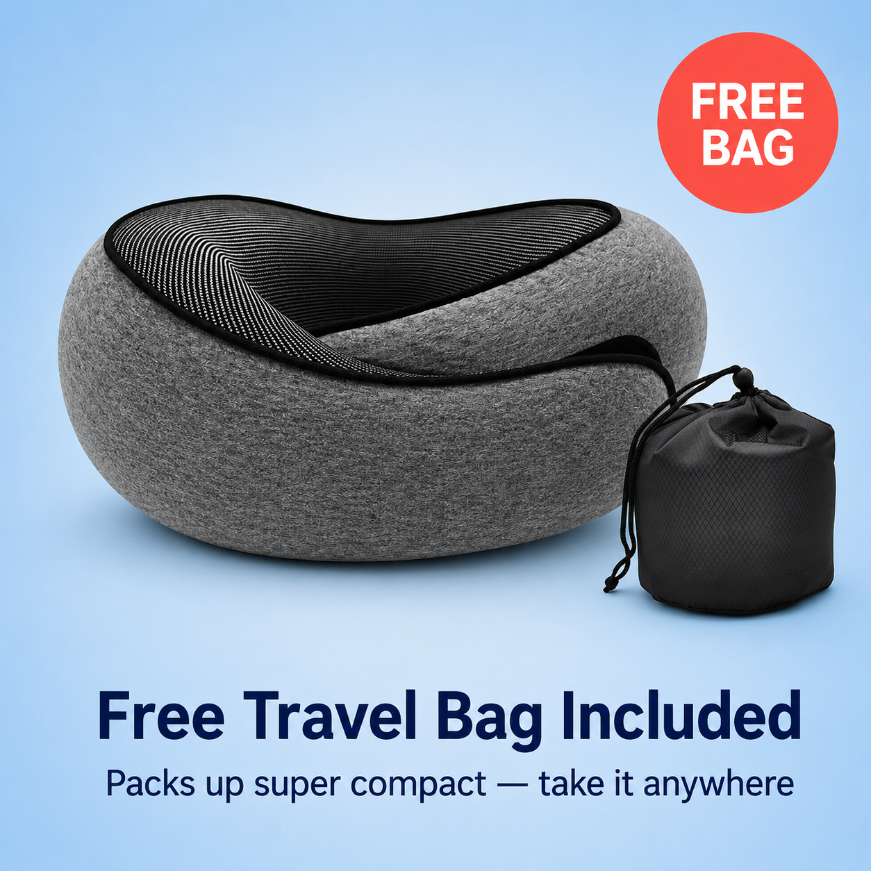 Memory Foam Travel Neck Pillow With Adjustable Support