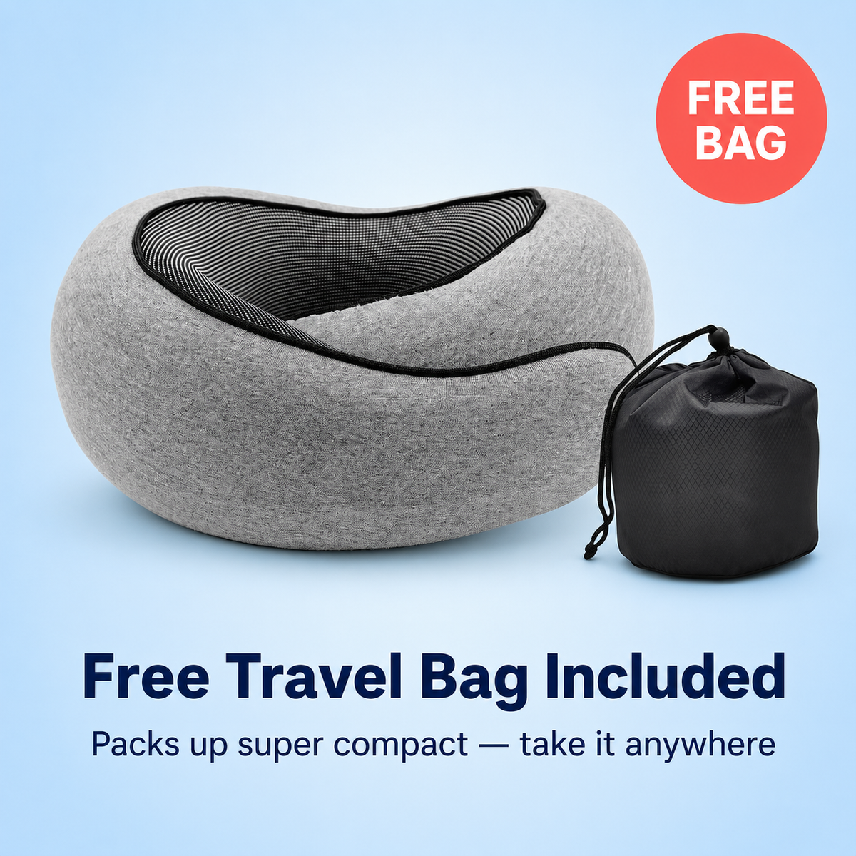 Memory Foam Travel Neck Pillow With Adjustable Support