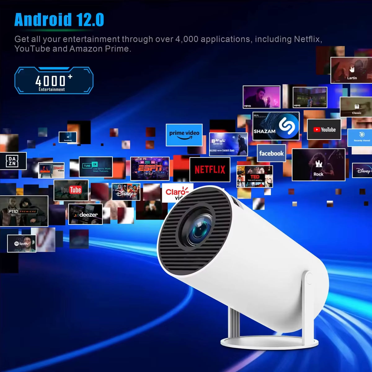 Portable Outdoor Projectors Mini 4K HY300 Pro Smart Home Theater Android 12 WIFI Proyector Full Hd Mobile Phone Video Projector