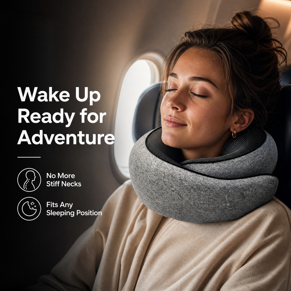 Memory Foam Travel Neck Pillow With Adjustable Support