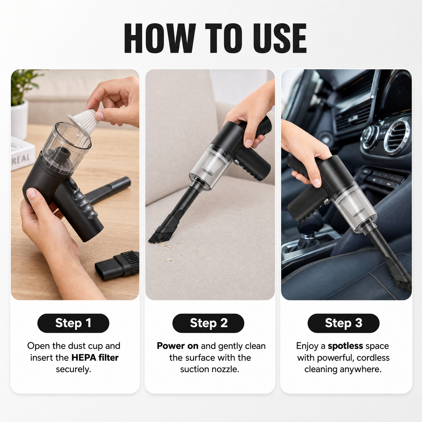 VortexVac Pro – 3-in-1 Car & Home Vacuum